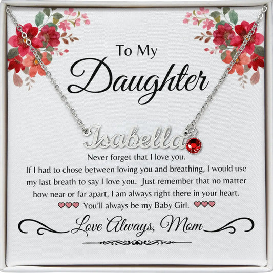 Personalized Name Necklace With Birthstone Daughter From Mom