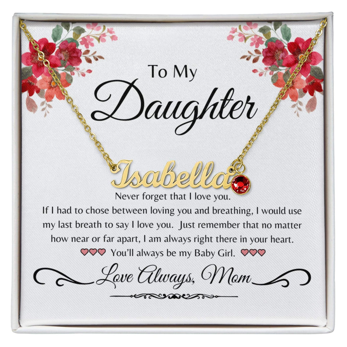 Personalized Name Necklace With Birthstone Daughter From Mom