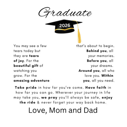 Graduate from Mom and Dad Always and forever Heart Necklace