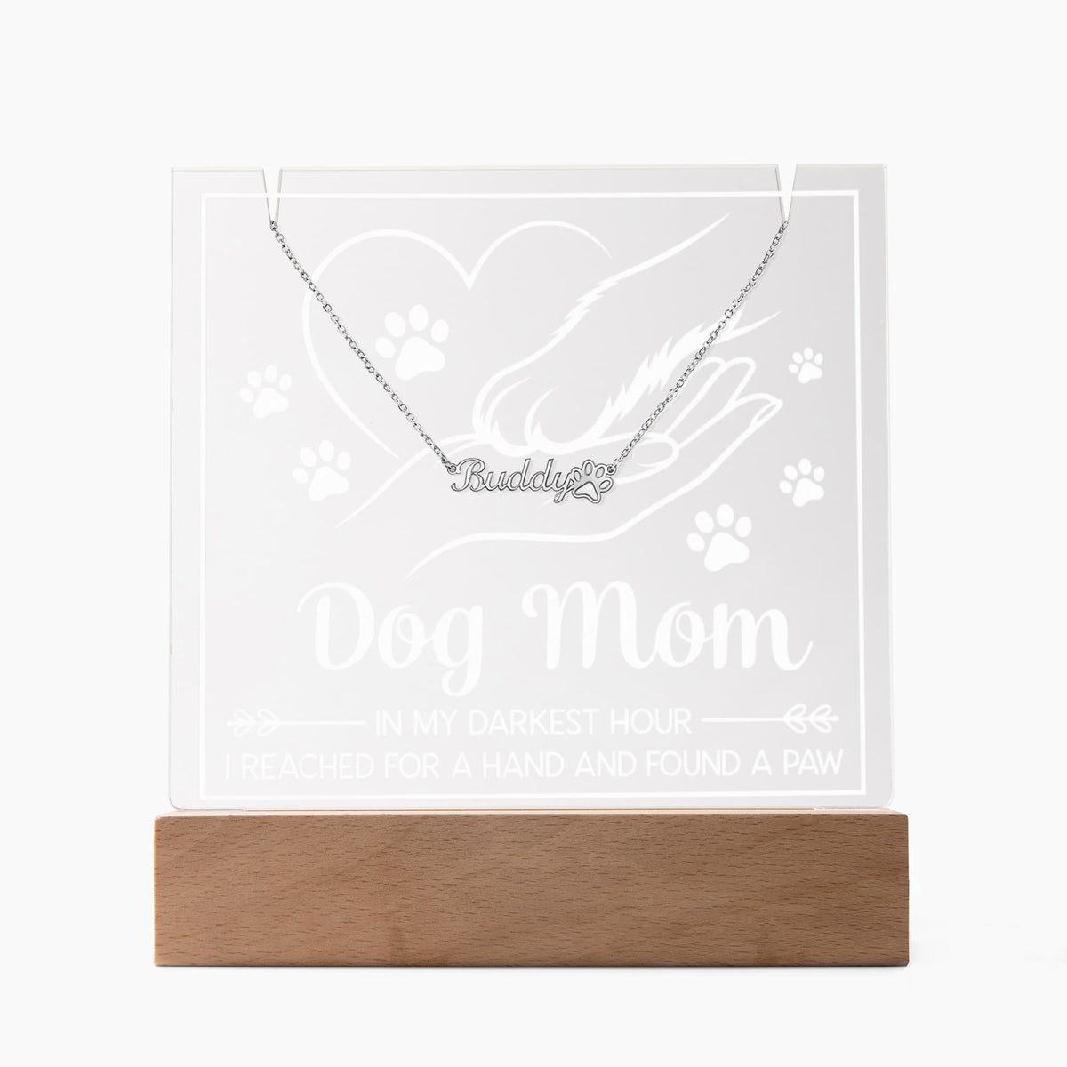 Keepsake Acrylic with Paw Print Name Necklace