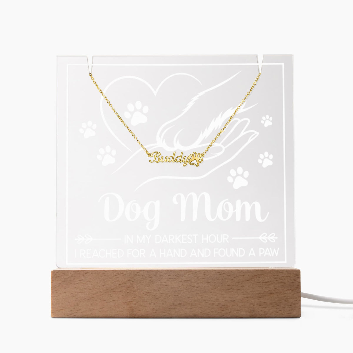 Keepsake Acrylic with Paw Print Name Necklace