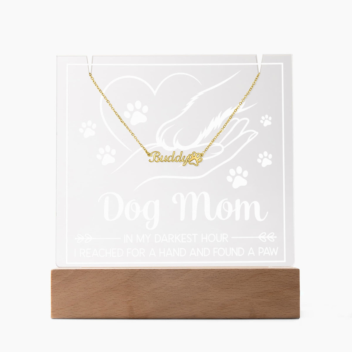 Keepsake Acrylic with Paw Print Name Necklace