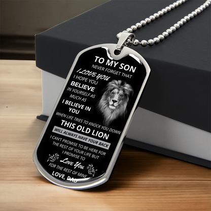 Son From Dad- Old Lion Dog Tag