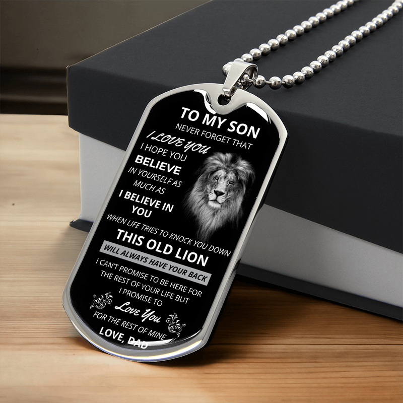 Son From Dad- Old Lion Dog Tag