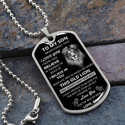 Son From Dad- Old Lion Dog Tag