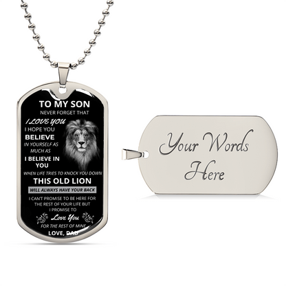 Son From Dad- Old Lion Dog Tag