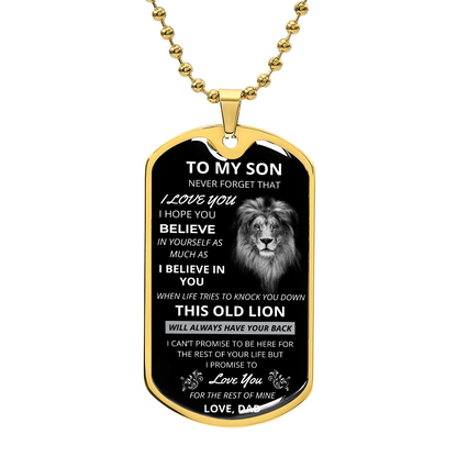 Son From Dad- Old Lion Dog Tag