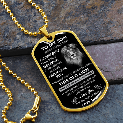 Son From Dad- Old Lion Dog Tag