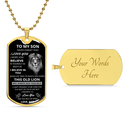 Son From Dad- Old Lion Dog Tag