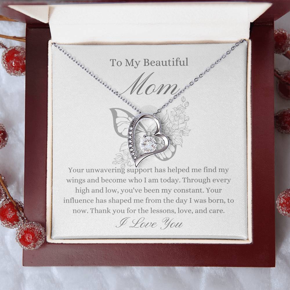 To My Beautiful Mother - Butterfly Forever Love Necklace