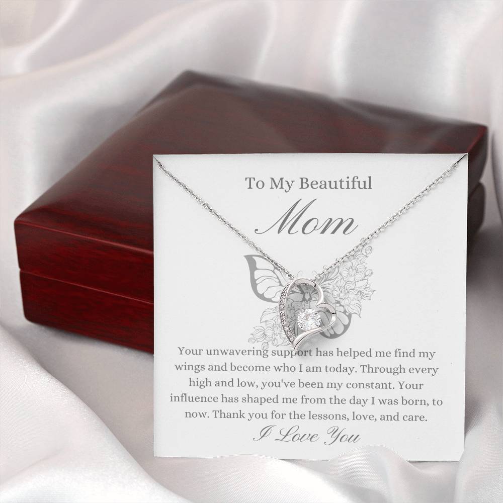 To My Beautiful Mother - Butterfly Forever Love Necklace