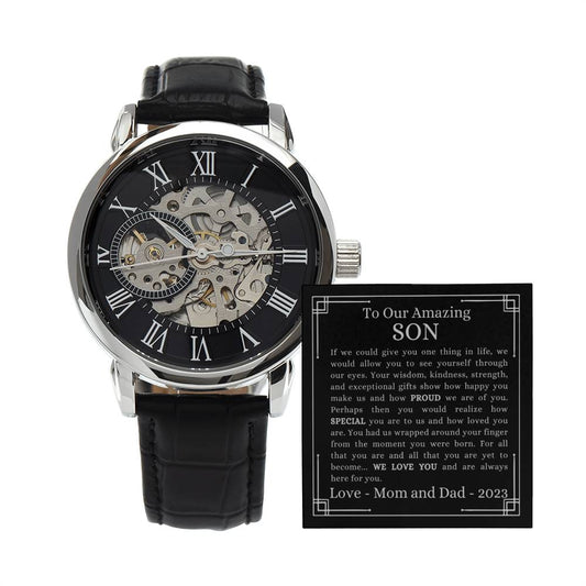 TO OUR AMAZING SON | Men's Openwork Watch | Black Card