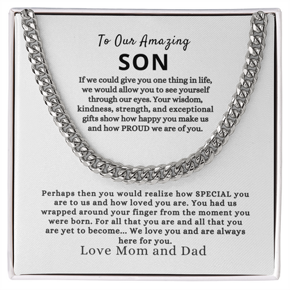 To Our Amazing Son- Cuban Link Chain