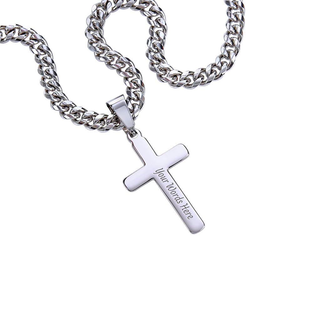 To My Son | This Old Lion| Personalized Steel Cross on Cuban Chain