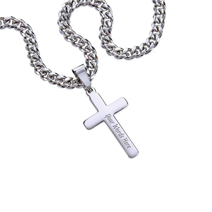 To My Son | This Old Lion| Personalized Steel Cross on Cuban Chain