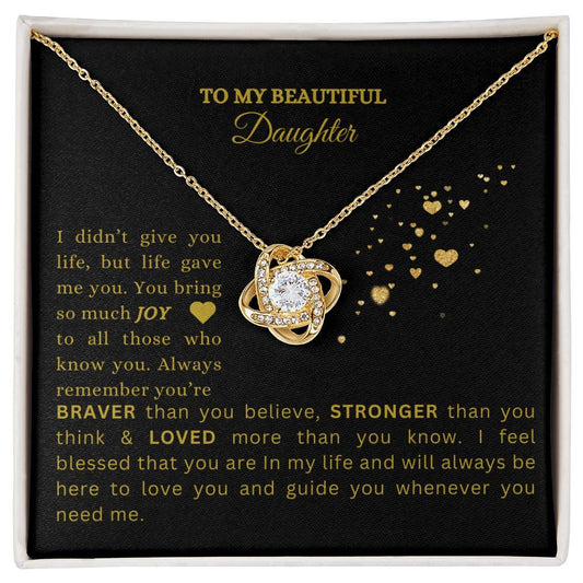 TO MY BEAUTIFUL | Love Knot Necklace | Personalized Gold Card