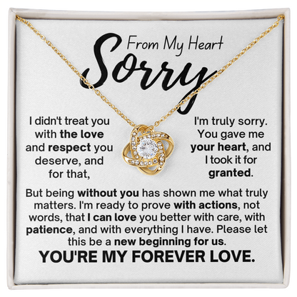 Sorry From My Heart Love Knot Necklace