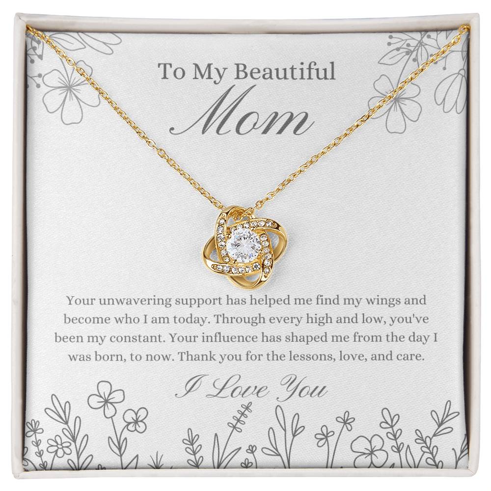 To My Beautiful Mother - Flower Love Knot necklace