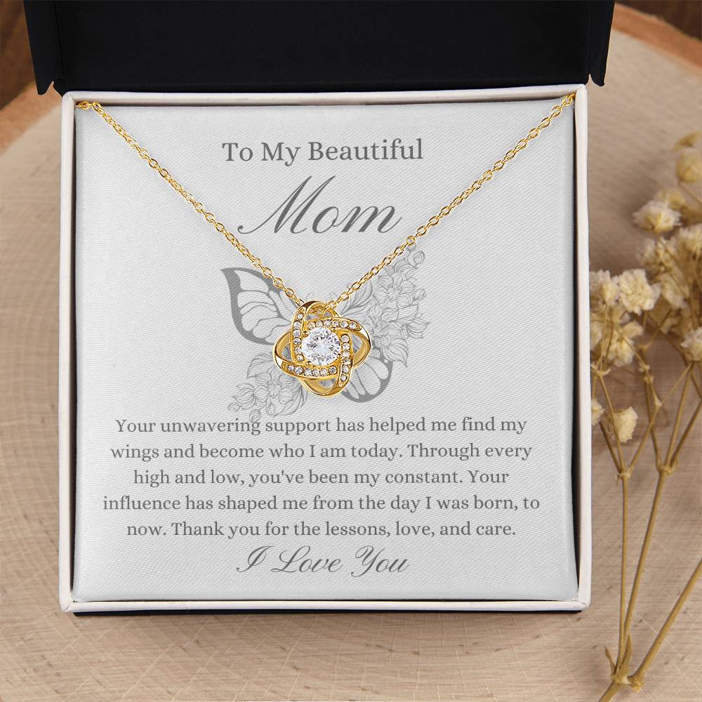 To My Beautiful Mother - Butterfly Love Knot Necklace