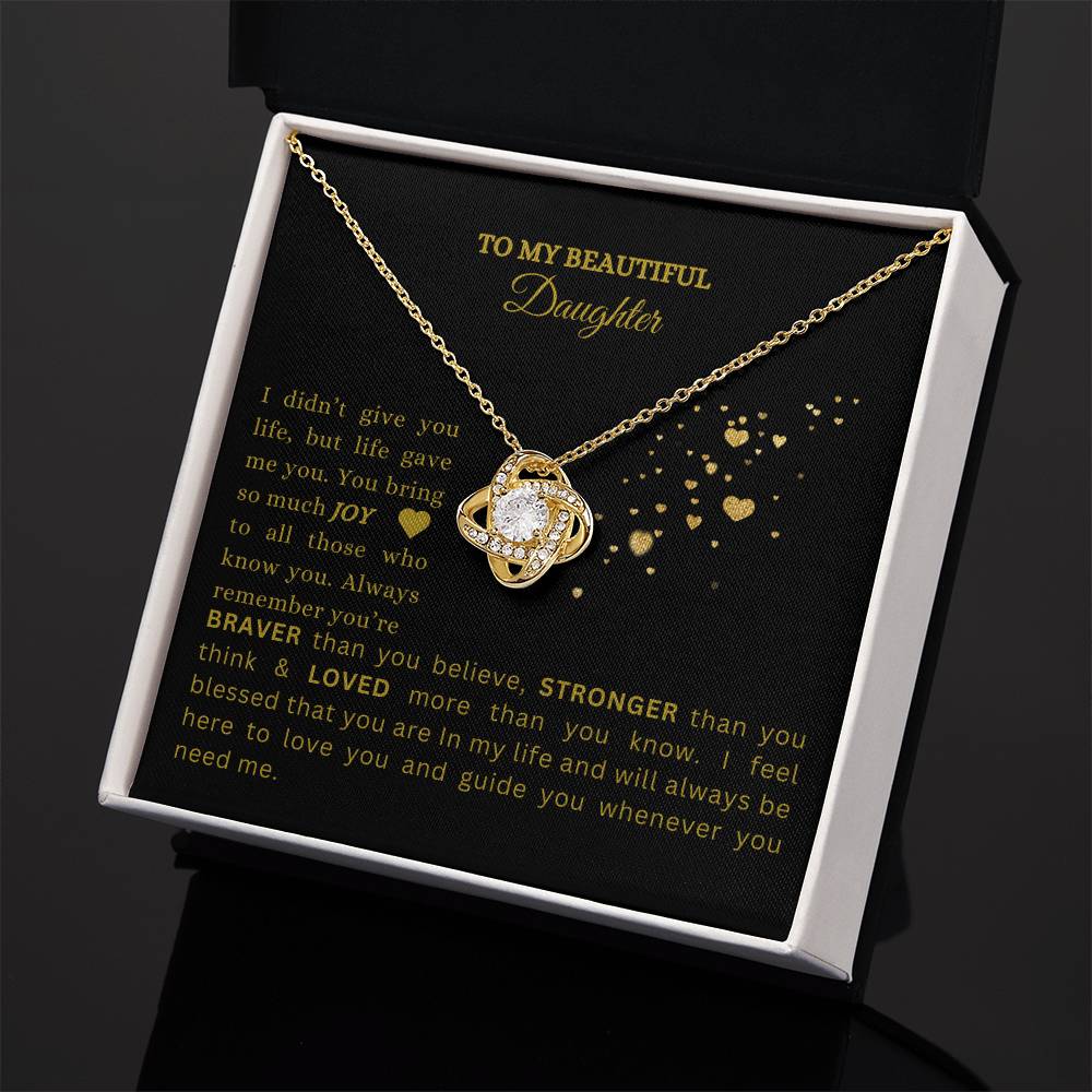 TO MY BEAUTIFUL | Love Knot Necklace | Personalized Gold Card