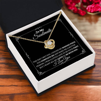 TO MY SOULMATE | Love Knot Necklace | Yellow and White Gold