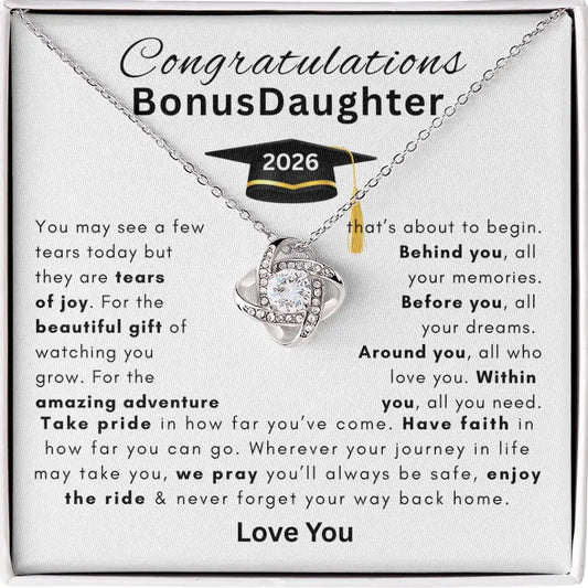 Congratulations Bonus Daughter Graduation 2026 Love Knot Necklace