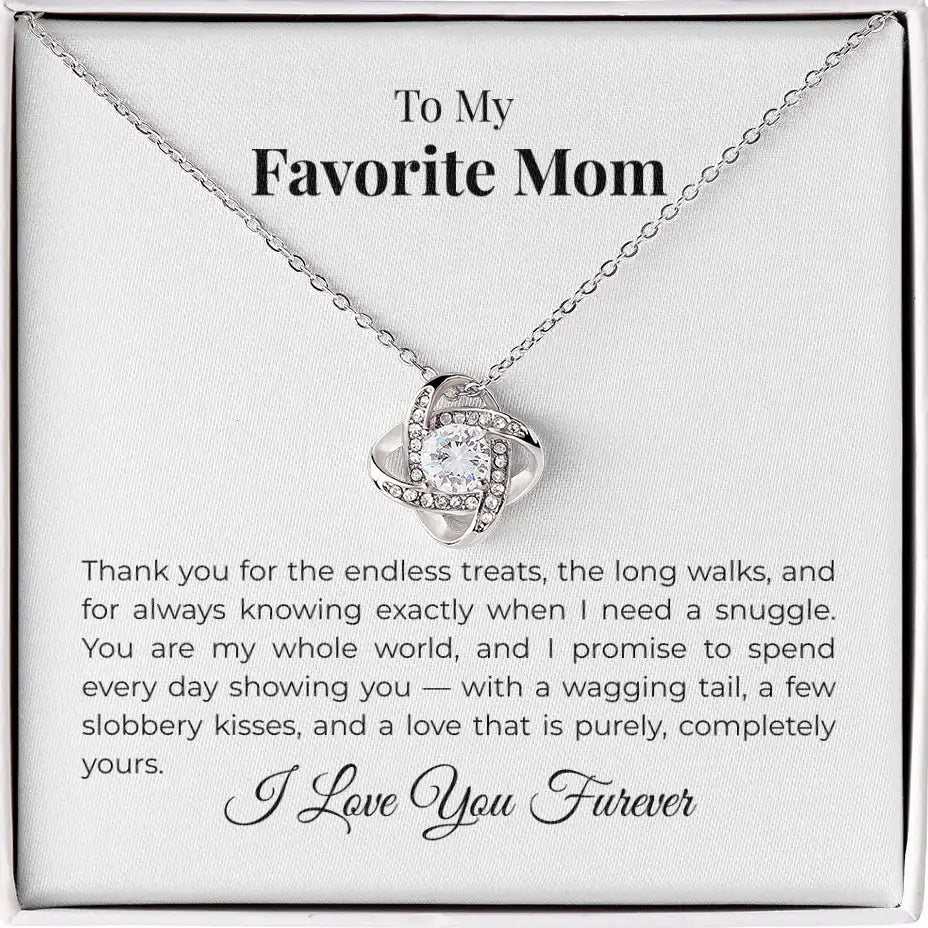 Favorite Dog Mom Love Knot Necklace Long Walks