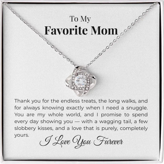 Favorite Dog Mom Love Knot Necklace Long Walks