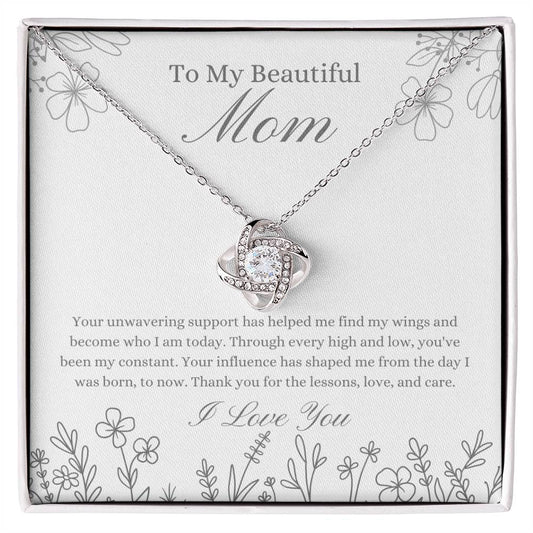 To My Beautiful Mother - Flower Love Knot necklace