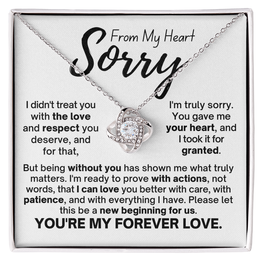 Sorry From My Heart Love Knot Necklace