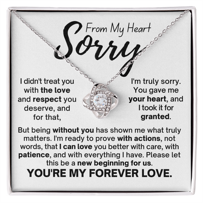 Sorry From My Heart Love Knot Necklace