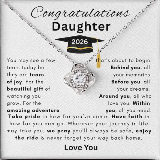 Congratulations Daughter Graduation 2026 Love Knot Necklace
