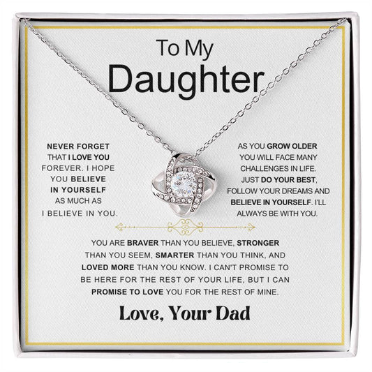 Daughter- Braver Love Knot Necklace DAD