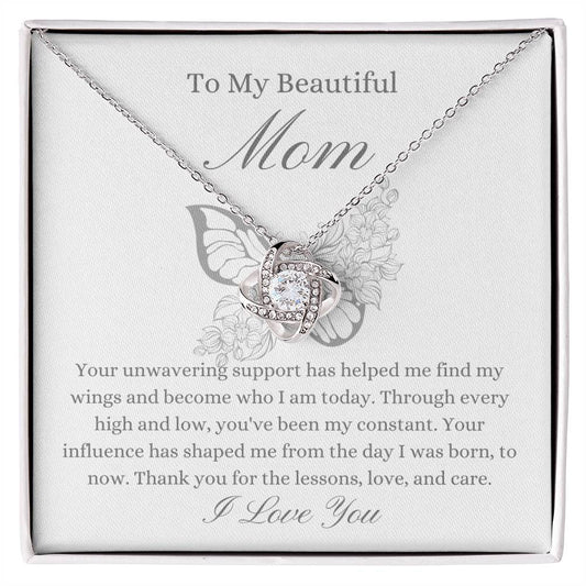 To My Beautiful Mother - Butterfly Love Knot Necklace