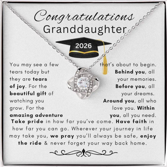 Congratulations Granddaughter 2026 Graduation Love Knot Necklace