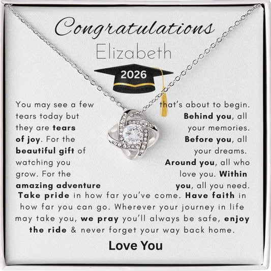 Congratulations Personalized Graduation 2026 Love Knot Necklace