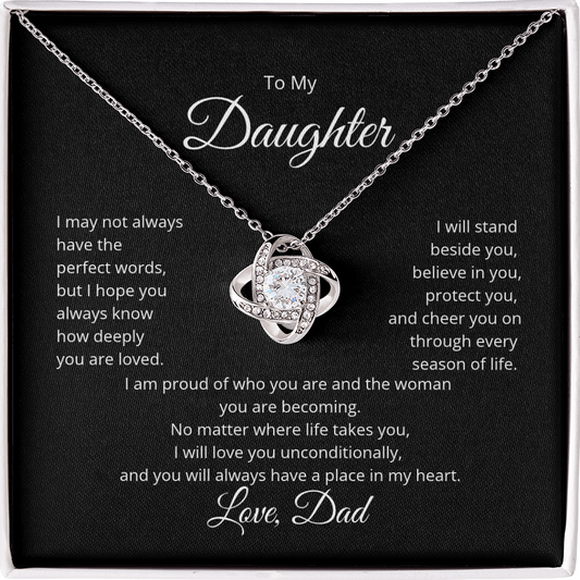 Daughter From Dad Love Knot Necklace-I Believe In You
