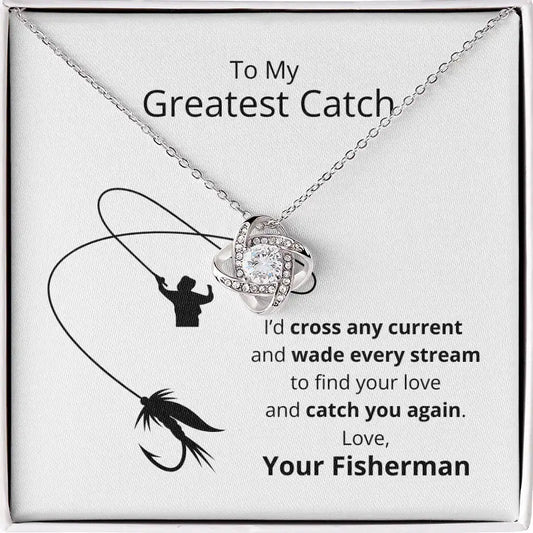 Greatest Catch Love Knot Necklace- Fly Fishing