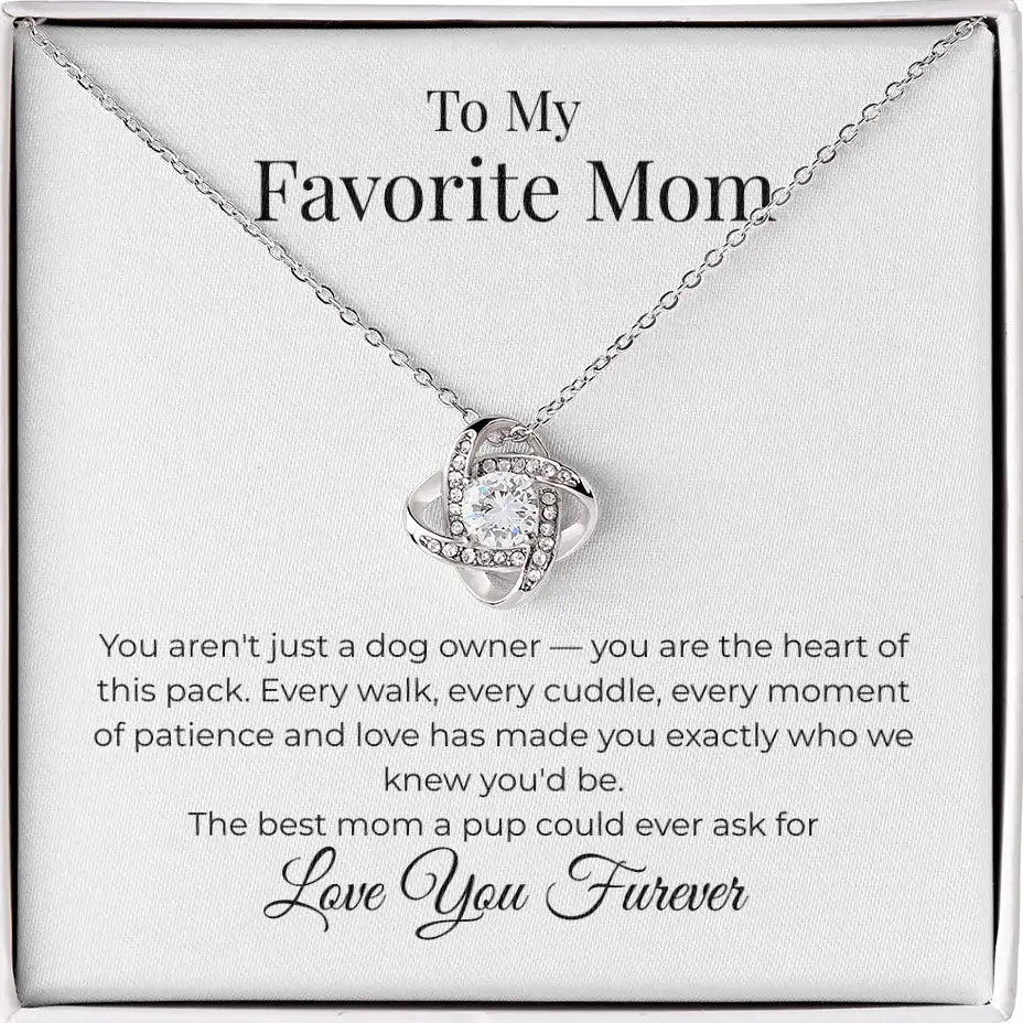 Favorite Mom Love knot Heart of the Pack Necklace