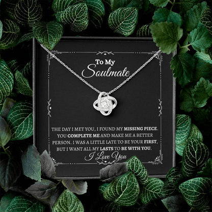 TO MY SOULMATE | Love Knot Necklace | Yellow and White Gold