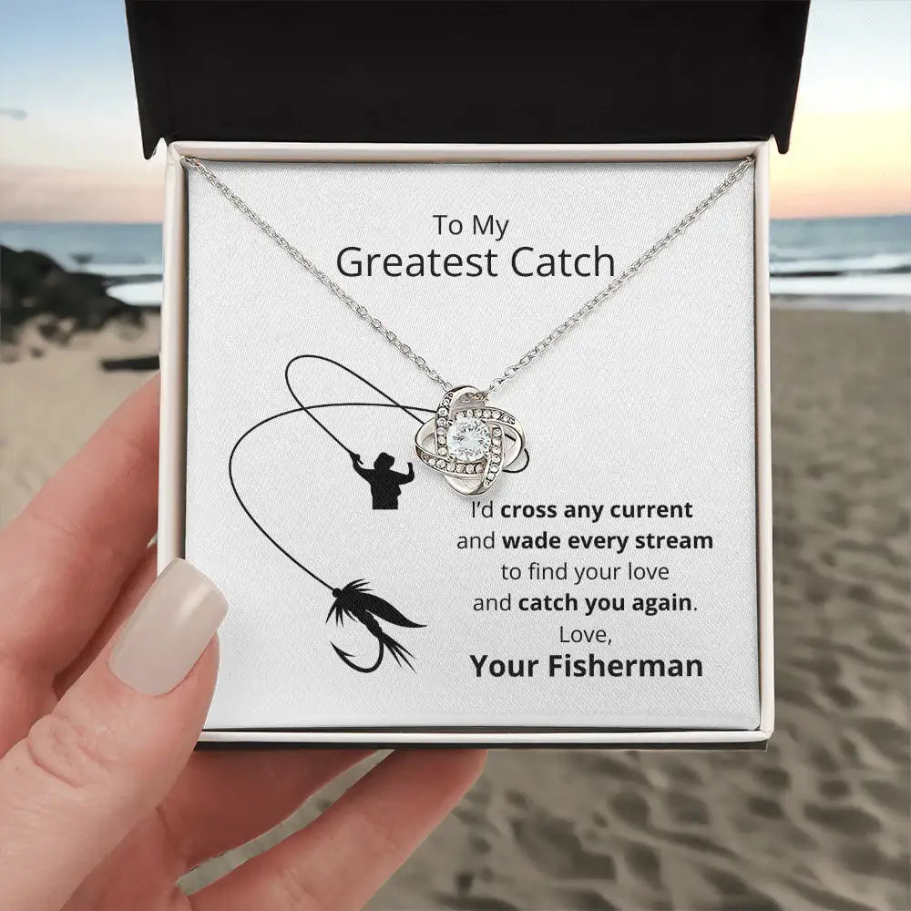 Greatest Catch Love Knot Necklace- Fly Fishing