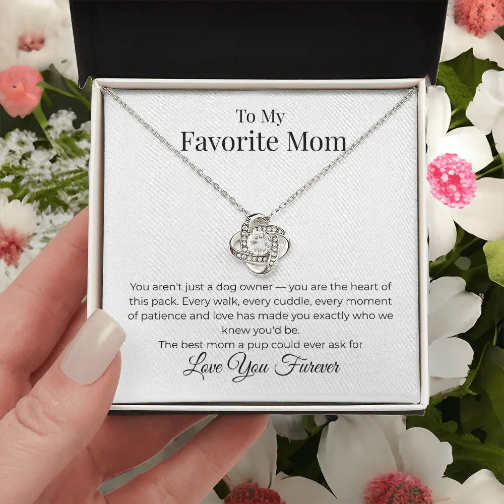 Favorite Mom Love knot Heart of the Pack Necklace