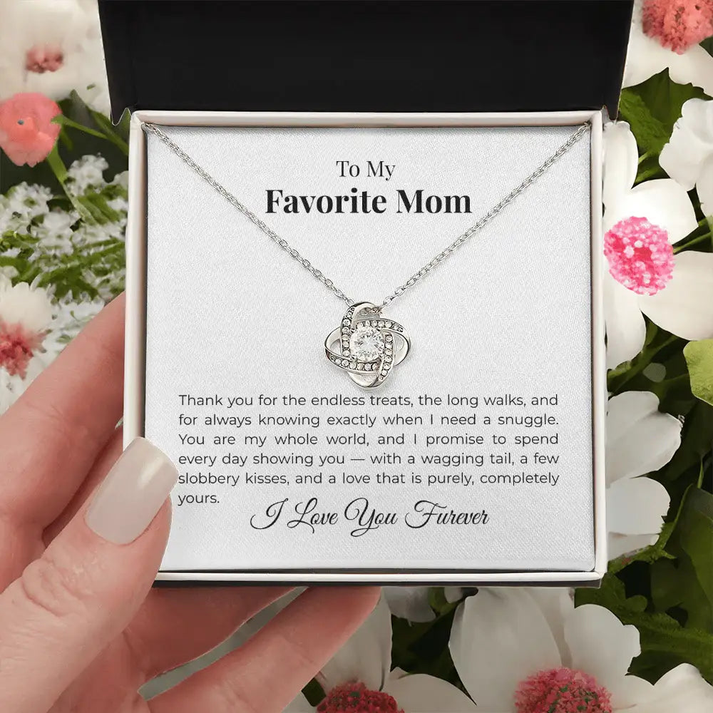 Favorite Dog Mom Love Knot Necklace Long Walks