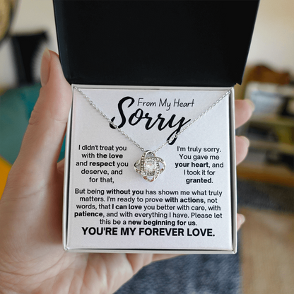 Sorry From My Heart Love Knot Necklace