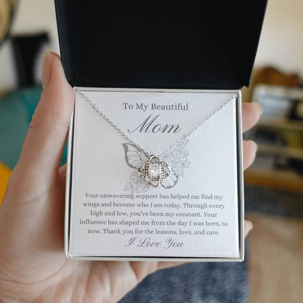 To My Beautiful Mother - Butterfly Love Knot Necklace