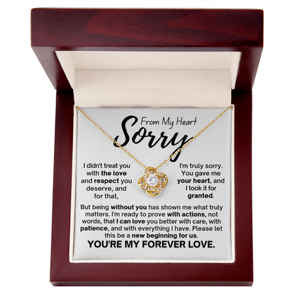 Sorry From My Heart Love Knot Necklace