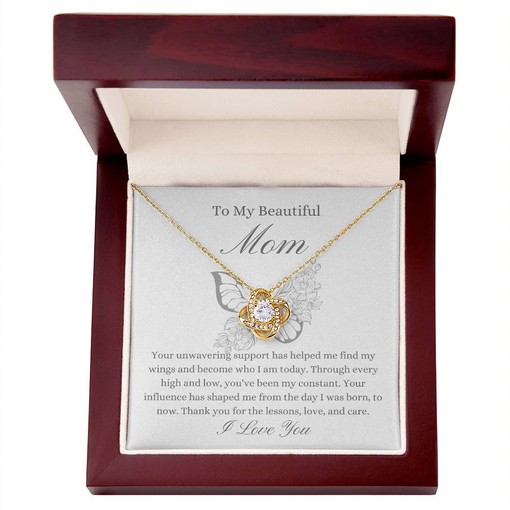 To My Beautiful Mother - Butterfly Love Knot Necklace