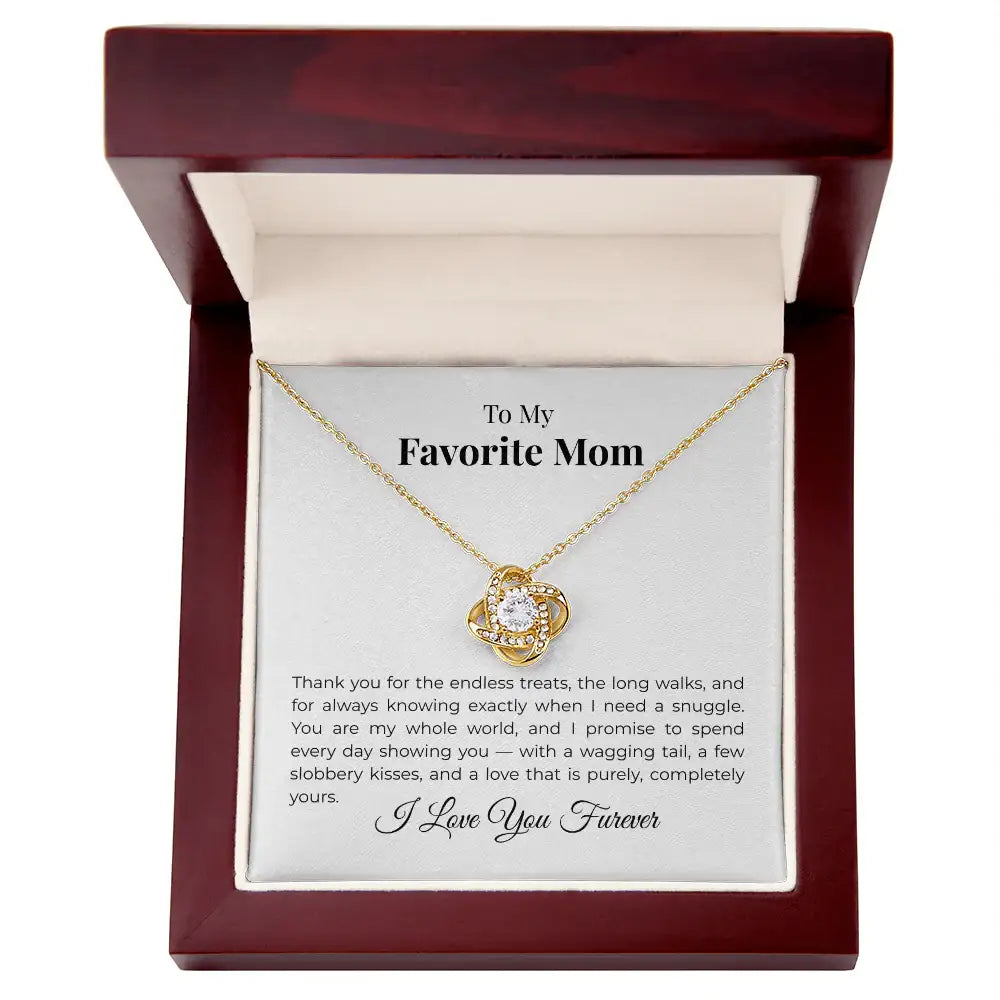 Favorite Dog Mom Love Knot Necklace Long Walks