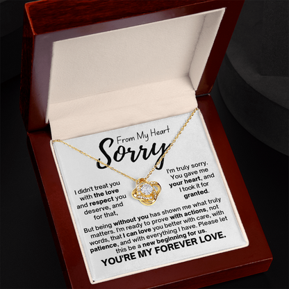 Sorry From My Heart Love Knot Necklace