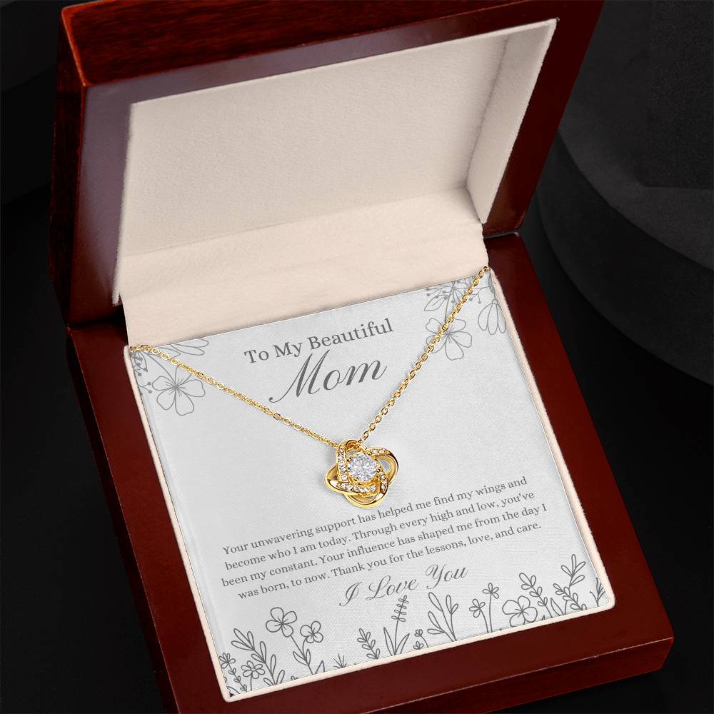 To My Beautiful Mother - Flower Love Knot necklace